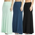 thumbnail image 1 of Real Essentials 3 Pack: Women's Ultra-Soft Flowy Maxi High Waisted Long Skirts (Available in Plus Size), 1 of 7
