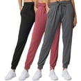 thumbnail image 1 of Real Essentials 3 Pack: Women's Lounge Joggers Sweatpants With Pockets Yoga Running Athletic Workout (Available In Plus Size), 1 of 10