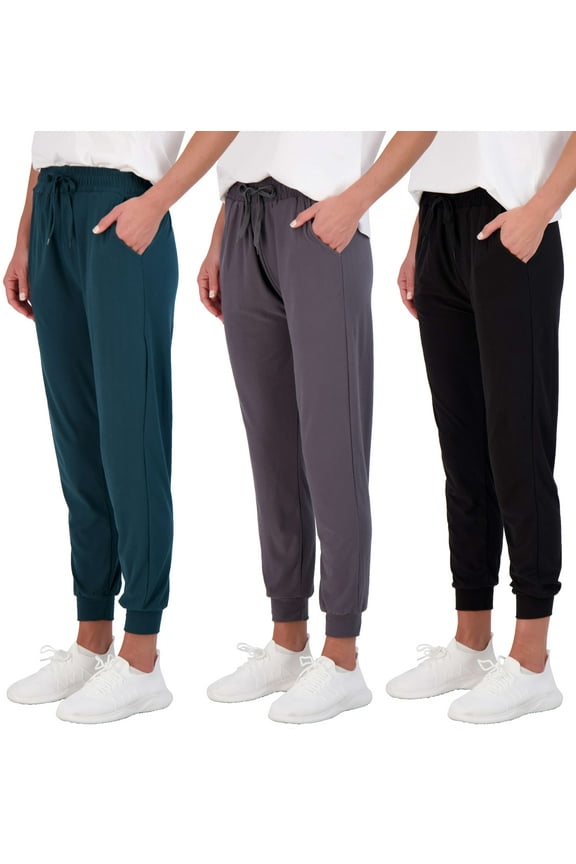 3 Pack: Women's Ultra-Soft Lounge Joggers Athletic Yoga Pants with Pockets (Available in Plus Size)