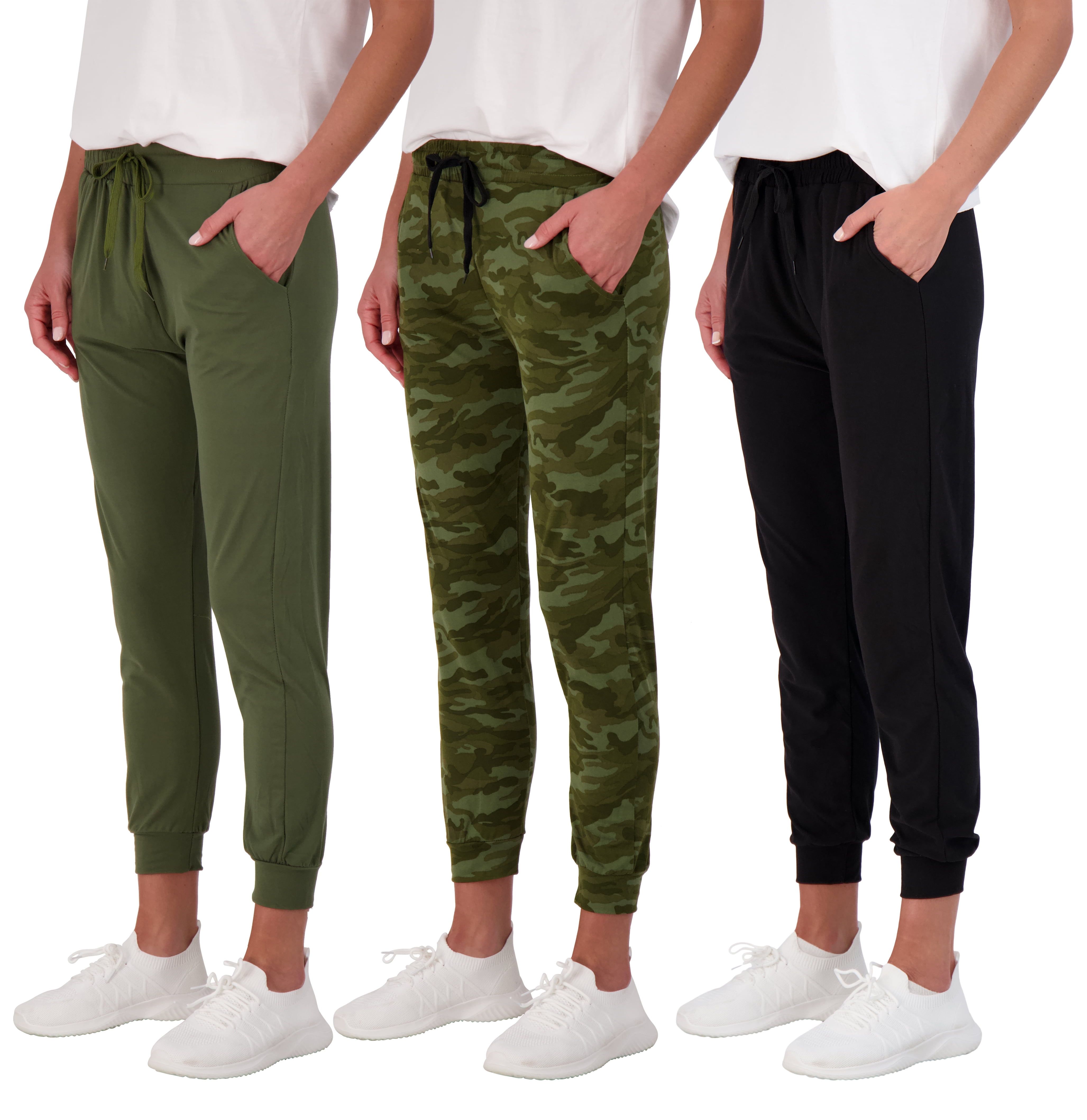 Real Essentials 3 Pack: Women's Ultra-Soft Lounge Joggers Athletic Yoga ...