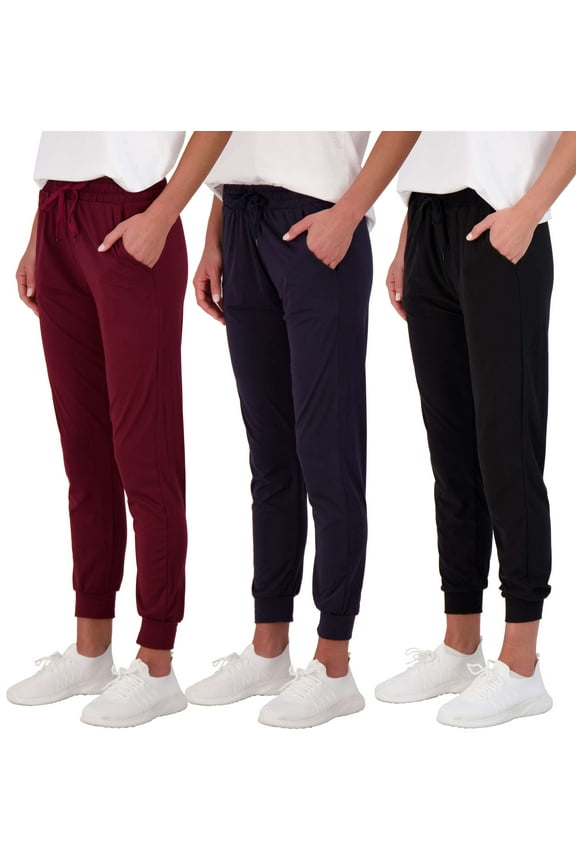 3 Pack: Women's Ultra-Soft Lounge Joggers Athletic Yoga Pants with Pockets (Available in Plus Size)