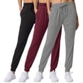 thumbnail image 1 of Real Essentials 3 Pack: Women's Lounge Joggers Sweatpants With Pockets Yoga Running Athletic Workout (Available In Plus Size), 1 of 9