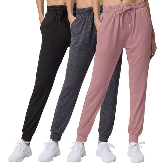 Real Essentials 3 Pack: Women's Ultra-Soft Lounge Joggers Sweatpants Athletic Yoga Pants with Pockets (Available in Plus)