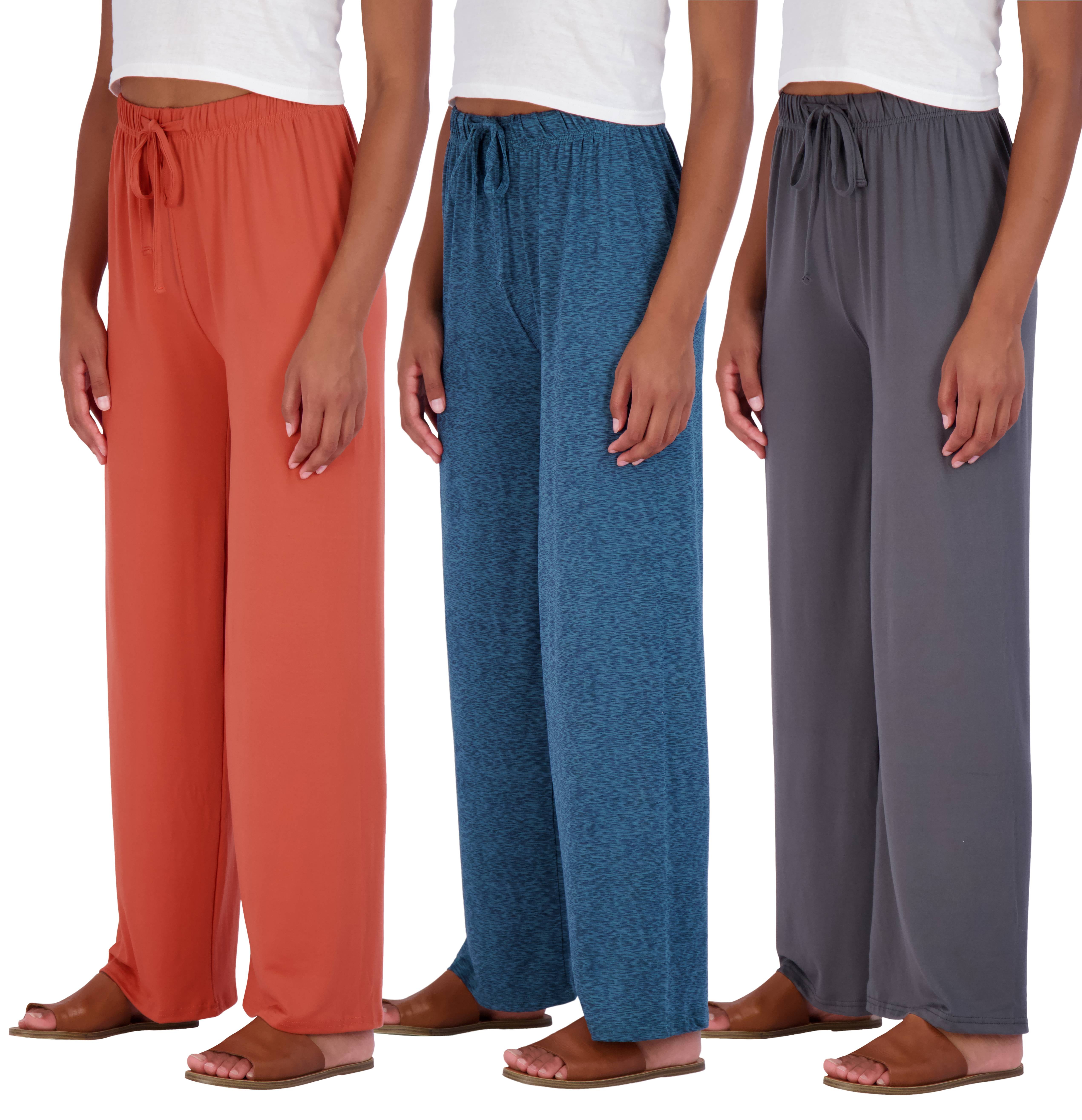 Real Essentials 3 Pack Women s Ultra Soft Fleece Yoga Lounge Pajama Pants Casual Plus Size Available Walmart