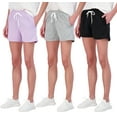 thumbnail image 1 of Real Essentials 3 Pack: Womens Cotton French Terry 9" Bermuda Short Pockets-Casual Lounge Athletic (Available in Plus), 1 of 5