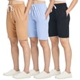 thumbnail image 1 of Real Essentials 3 Pack: Womens Cotton French Terry 9" Bermuda Short Pockets-Casual Lounge Athletic (Available in Plus), 1 of 6