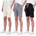 thumbnail image 1 of Real Essentials 3 Pack: Womens Cotton French Terry 9" Bermuda Short Pockets-Casual Lounge Athletic (Available in Plus), 1 of 4