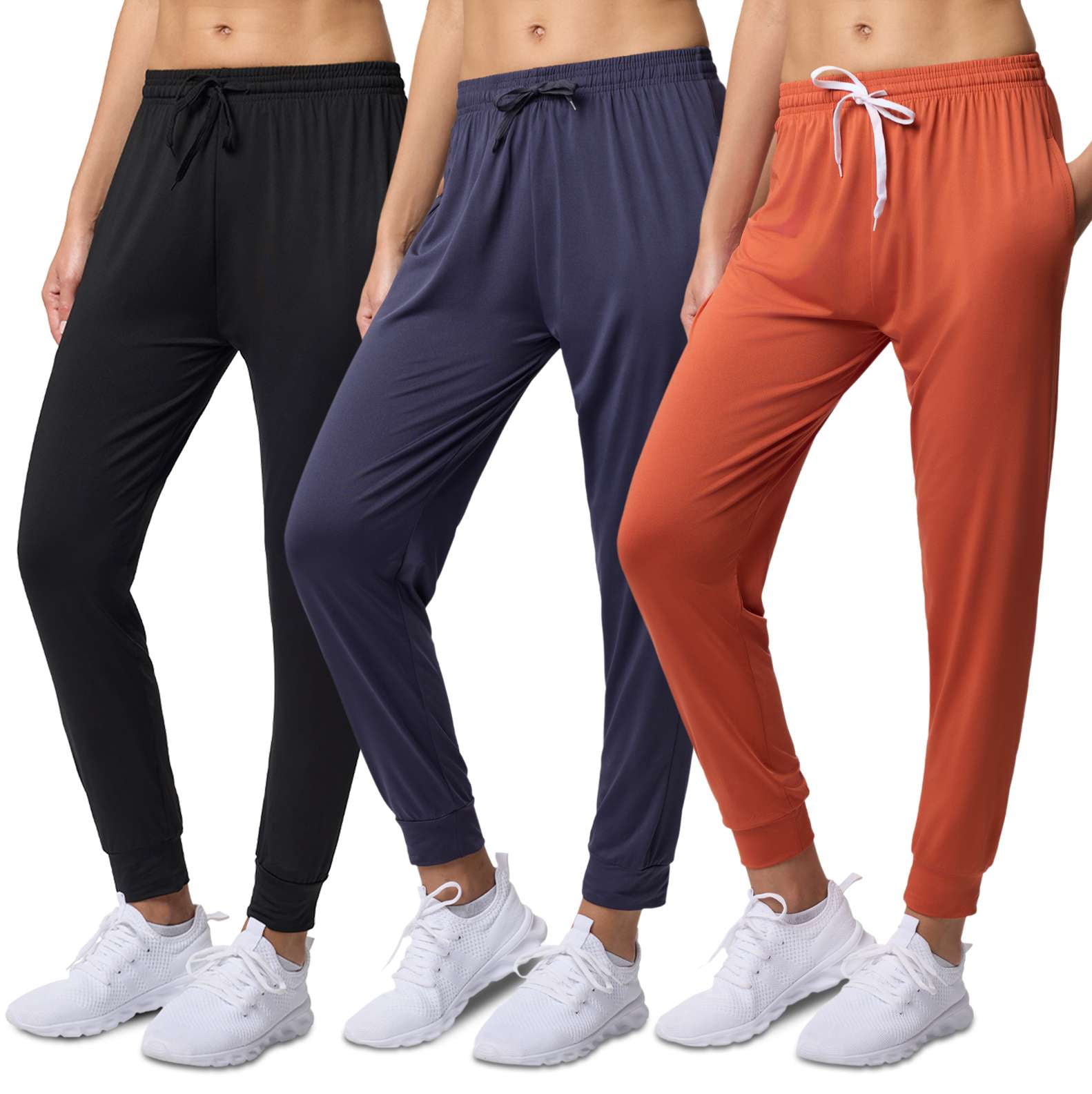Repc Drawstring Real Essentials 3 Pack: Womens Dry-Fit Active Athletic Joggers Yoga ...