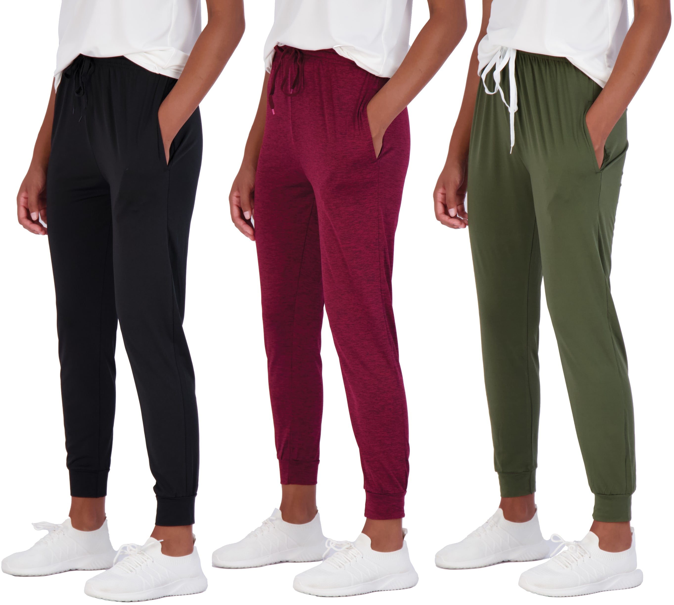 Real Essentials 3 Pack: Womens Dry-Fit Active Athletic Joggers Yoga ...