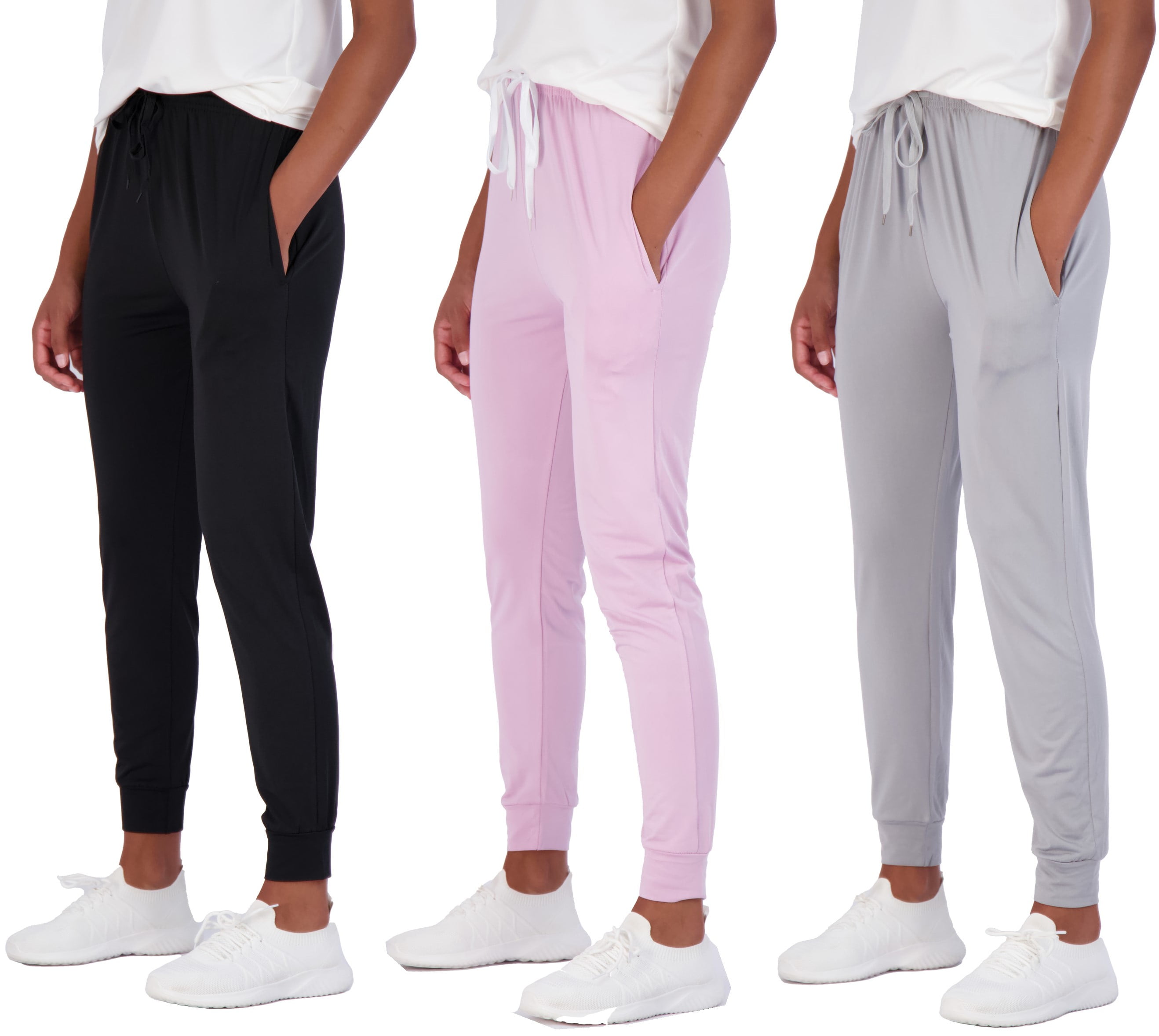 Real Essentials 3 Pack: Womens Dry-Fit Active Athletic Joggers Yoga ...