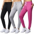 thumbnail image 1 of Real Essentials 3 Pack: Womens Dry-Fit Active Athletic Joggers Yoga Lounge Pants - Drawstring (Available in Plus Size), 1 of 7