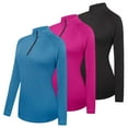 thumbnail image 1 of Real Essentials 3 Pack: Womens Dry-Fit Long Sleeve Quarter Zip & Full Zip Up Hoodie Workout Jacket (Available in Plus), 1 of 6