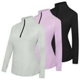 thumbnail image 1 of Real Essentials 3 Pack: Womens Dry-Fit Long Sleeve Quarter Zip & Full Zip Up Hoodie Workout Jacket (Available in Plus), 1 of 6