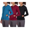 thumbnail image 1 of Real Essentials 3 Pack: Womens Dry-Fit Long Sleeve Quarter Zip & Full Zip Up Hoodie Workout Jacket (Available in Plus), 1 of 5