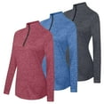 thumbnail image 1 of Real Essentials 3 Pack: Womens Dry-Fit Long Sleeve Quarter Zip & Full Zip Up Hoodie Workout Jacket (Available in Plus), 1 of 6