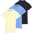thumbnail image 1 of Real Essentials 3 Pack: Womens Short Sleeve Dry-Fit Performance Polo Shirt (Available in Plus), 1 of 6