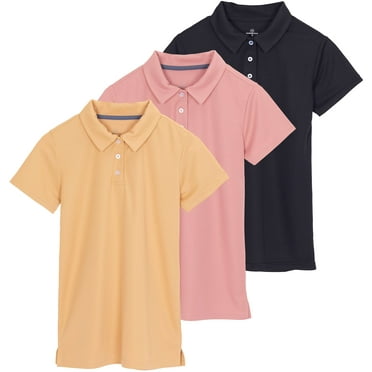Real Essentials 3 Pack: Womens Short Sleeve Dry-Fit Performance Polo Shirt (Available in Plus)