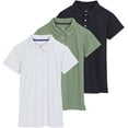 thumbnail image 1 of Real Essentials 3 Pack: Womens Short Sleeve Dry-Fit Performance Polo Shirt (Available in Plus), 1 of 6