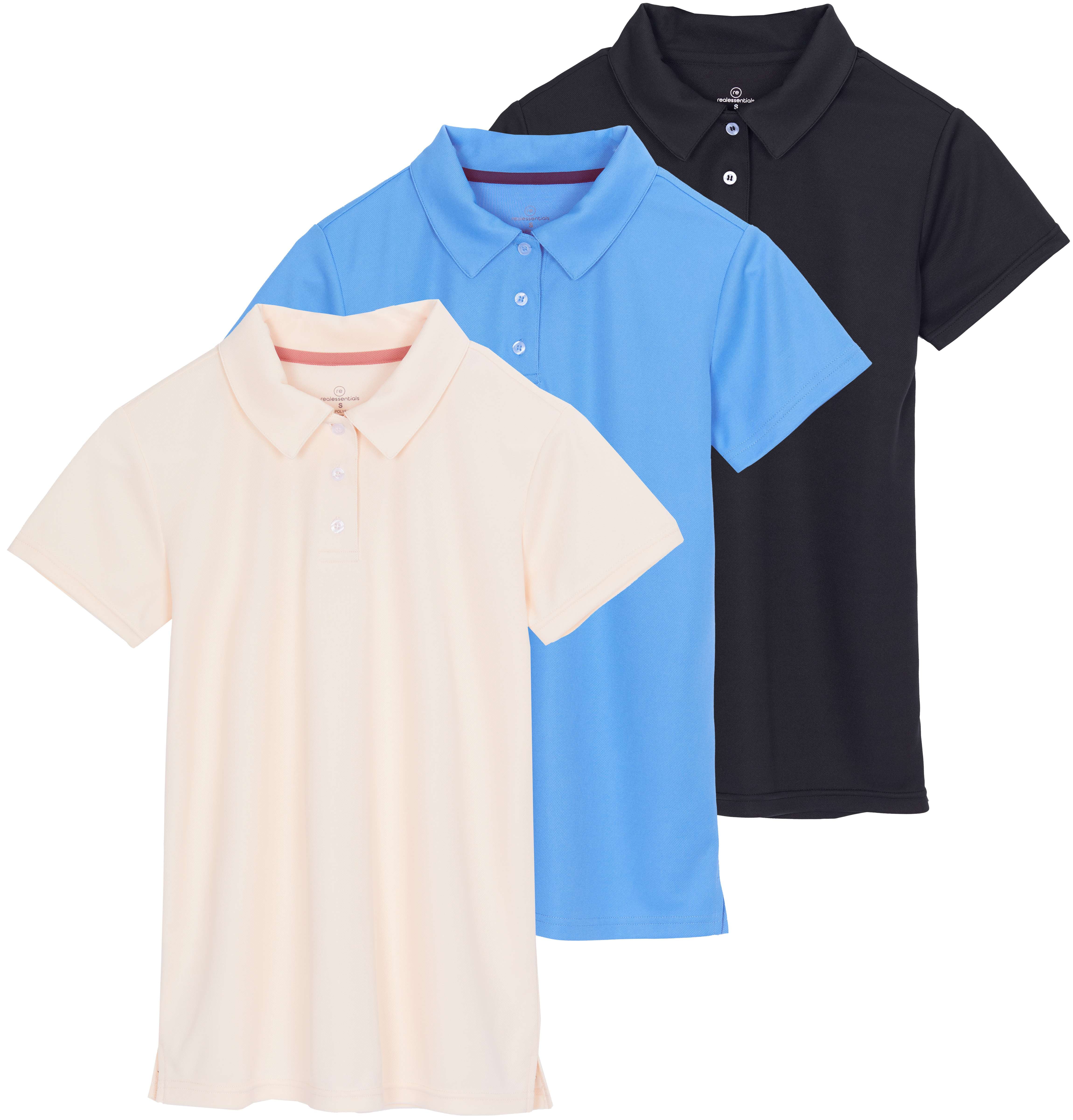 Real Essentials Men's 3-Pack Henley T-Shirts - Cotton Blend, Long & Short Sleeve For Casual & Active Wear
