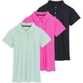 thumbnail image 1 of Real Essentials 3 Pack: Womens Short Sleeve Dry-Fit Performance Polo Shirt (Available in Plus), 1 of 6