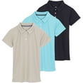 thumbnail image 1 of Real Essentials 3 Pack: Womens Short Sleeve Dry-Fit Performance Polo Shirt (Available in Plus), 1 of 6