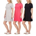 thumbnail image 1 of Real Essentials 3-Pack: Womens Soft Lounge Swing Casual T-Shirt Dress (Available in Plus Size), 1 of 6