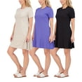 thumbnail image 1 of Real Essentials 3-Pack: Womens Soft Lounge Swing Casual T-Shirt Dress (Available in Plus Size), 1 of 6