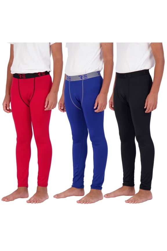 3 Pack: Youth Boys Compression Pants Leggings Tights Baselayer Cold Gear Sports Football Basketball