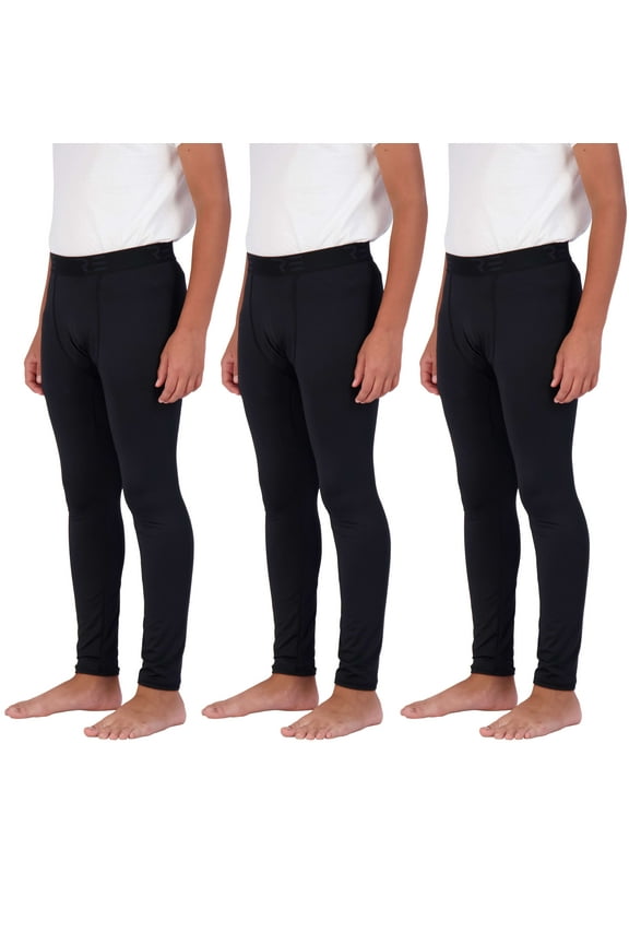 3 Pack: Youth Boys Compression Pants Leggings Tights Baselayer Cold Gear for Sports Football Basketball