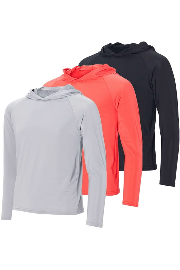 3 Pack:Youth Rashguard Hoodie UPF UV Sun Protection Long Sleeve Swim Fishing Shirt - Boys & Girls (Ages 4-16)