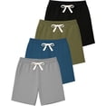 thumbnail image 1 of Real Essentials 4 Pack: Boys' Cotton French Terry Shorts with Pockets for Kids Teens Youth - Sleep Casual Lounge (4-18), 1 of 5