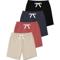 thumbnail image 1 of Real Essentials 4 Pack: Boys' Cotton French Terry Shorts with Pockets for Kids Teens Youth - Sleep Casual Lounge (4-18), 1 of 5
