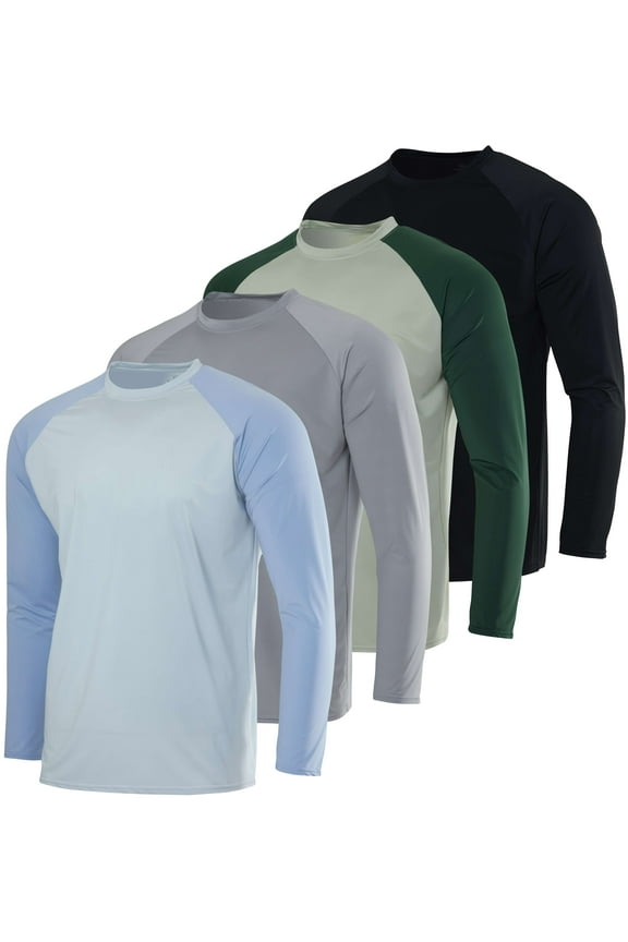 4 Pack: Boys' Rash Guard Long Sleeve Swim Shirt UV Sun Protection Fishing & Swimwear Tops for Kids