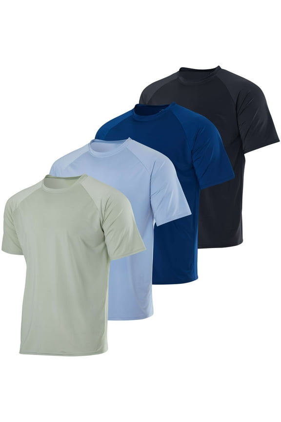 4 Pack: Boys Short Sleeve Quick Dry UPF 50+ Sun Protection Rash Guard Shirt Swimwear Surf Top for Boys