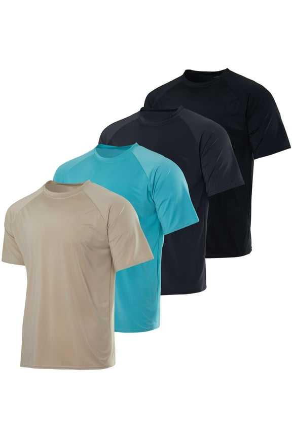 4 Pack: Boys Short Sleeve Quick Dry UPF 50+ Sun Protection Rash Guard Shirt Swimwear Surf Top for Boys
