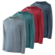 Real Essentials 4 Pack Boys Youth Dry-Fit Moisture Wicking Active Athletic Performance Long-Sleeve T-Shirt