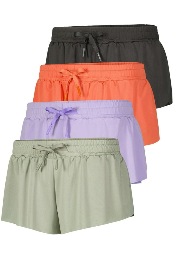 4 Pack: Girls 2-in-1 Flowy Shorts with Spandex Liner Youth Butterfly Skirts - Athletic Dance (Ages 4-18)