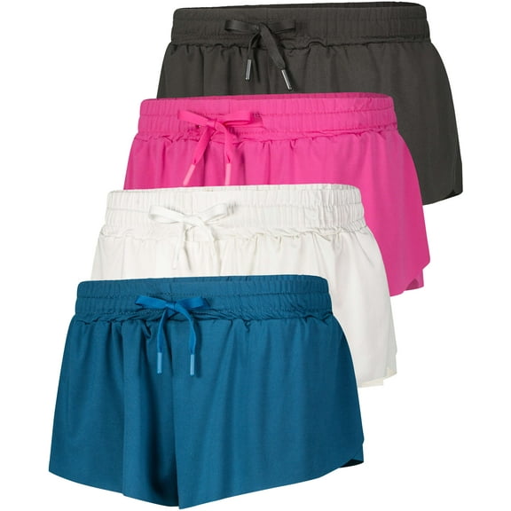 Real Essentials 4 Pack: Girls 2-in-1 Flowy Shorts with Spandex Liner Youth Butterfly Skirts - Athletic Dance (Ages 4-18)