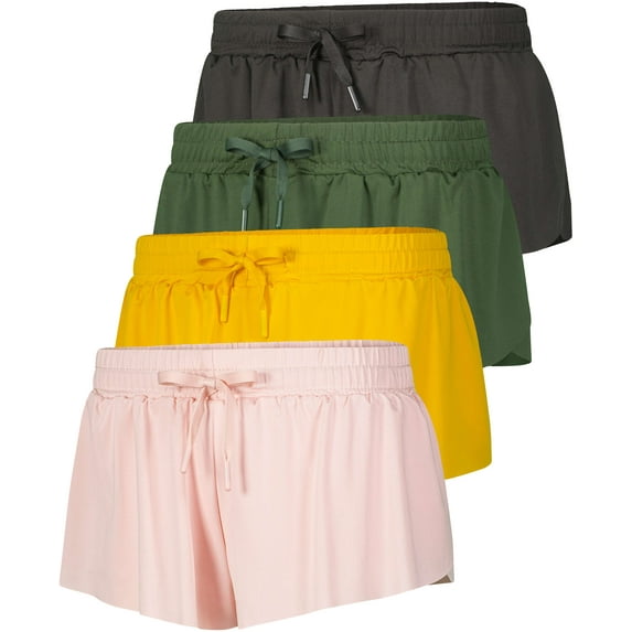 Real Essentials 4 Pack: Girls 2-in-1 Flowy Shorts with Spandex Liner Youth Butterfly Skirts - Athletic Dance (Ages 4-18)
