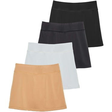 Real Essentials 4 Pack: Girls' Active Skirt Athletic Performance Skort - Tennis Golf Skirt with Bike Short Lining (4-16)