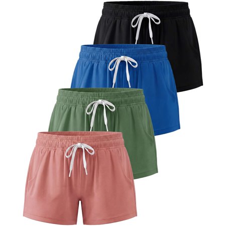 4 Pack Girls' Dry Fit Shorts Athletic Running Teen Kids Basketball Pockets