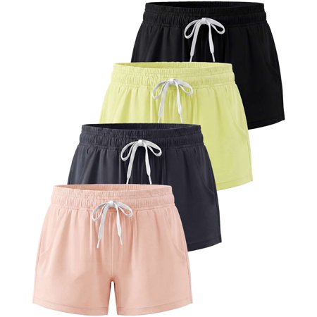 4 Pack Girls' Dry Fit Shorts Athletic Running Teen Kids Basketball Pockets