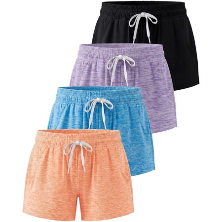 4 Pack Girls' Dry Fit Shorts Athletic Running Teen Kids Basketball Pockets