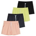 thumbnail image 1 of Real Essentials 4 Pack: Girls Athletic Performance Dry-Fit Running Shorts With Drawstring & Pockets, 1 of 7