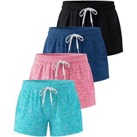 4 Pack Girls' Dry Fit Shorts Athletic Running Teen Kids Basketball Pockets