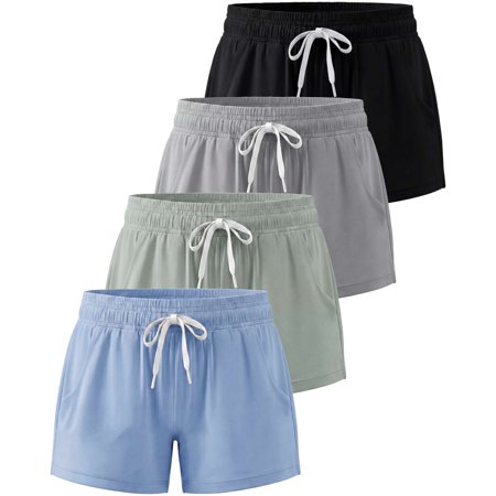 4 Pack Girls' Dry Fit Shorts Athletic Running Teen Kids Basketball Pockets