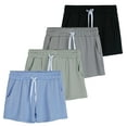 thumbnail image 1 of Real Essentials 4 Pack: Girls Athletic Performance Dry-Fit Running Shorts With Drawstring & Pockets, 1 of 7