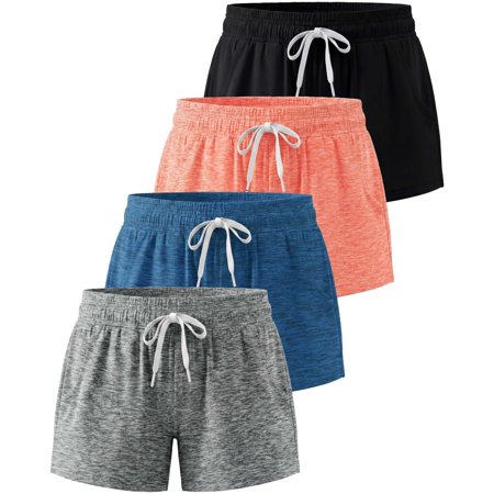 4 Pack Girls' Dry Fit Shorts Athletic Running Teen Kids Basketball Pockets