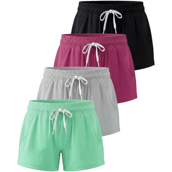 4 Pack Girls' Dry Fit Shorts Athletic Running Teen Kids Basketball Pockets