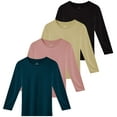 thumbnail image 1 of Real Essentials 4 Pack: Girls Dry-Fit Long Sleeve Active Crew Neck T-Shirt - Super Soft Tee, 1 of 6